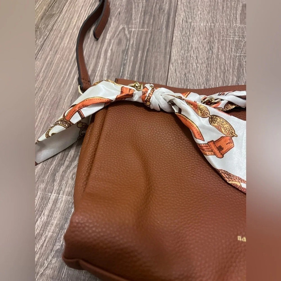 Nanette Lepore Adley Crossbody 28715957 Purse Camel Tan Removable Scarf 👜 - Picture 4 of 8